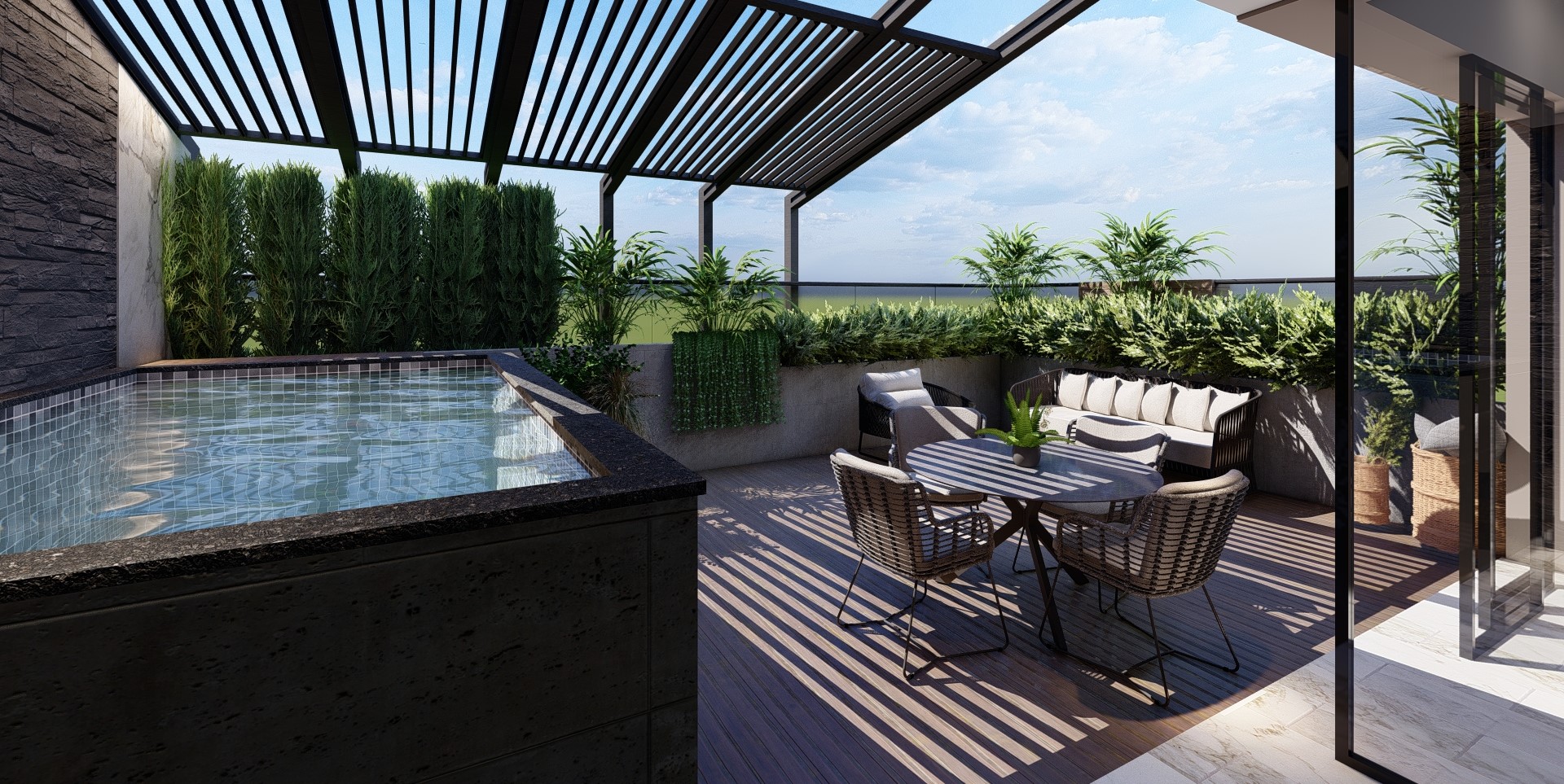 Piscine privative duplex Pergola